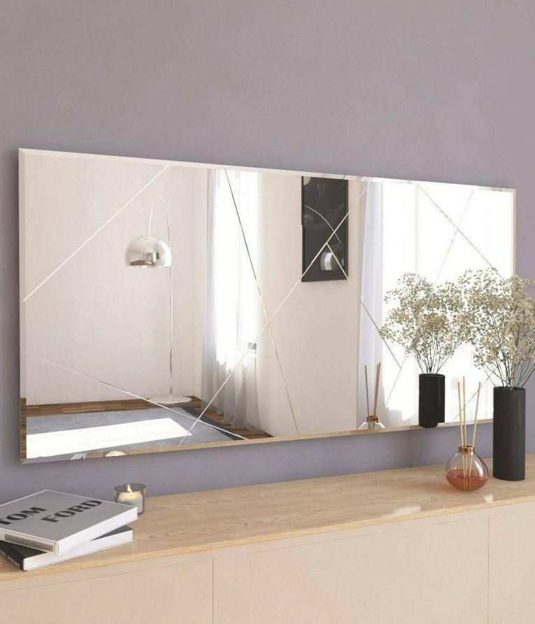 Specchio Rana, Specchiera, Articolo d'arredo a muro, Specchio con cornice, 120x2h60 cm, Bianco