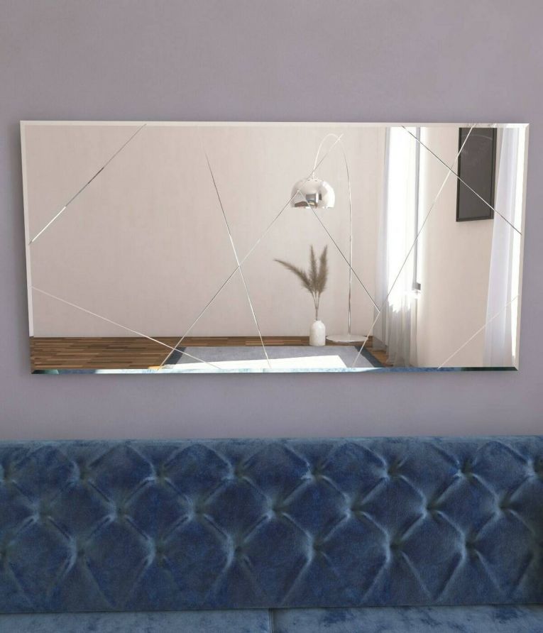 Specchio Rana, Specchiera, Articolo d'arredo a muro, Specchio con cornice, 120x2h60 cm, Bianco