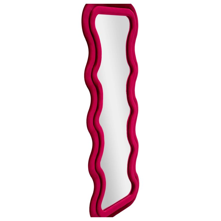 Specchio Rosa Trasparente Cornice Ondulata Effetto Velluto Forma Rettangolare 60x160h cm, Tipologia a Parete - Allen