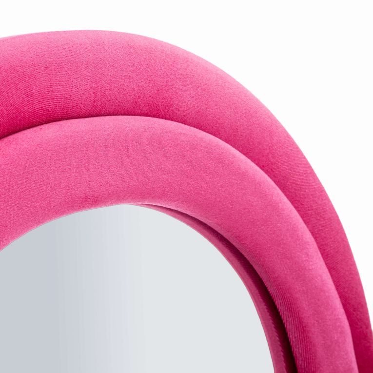 Specchio Rosa Trasparente Cornice Ondulata Effetto Velluto Forma Rettangolare 60x160h cm, Tipologia a Parete - Marylin