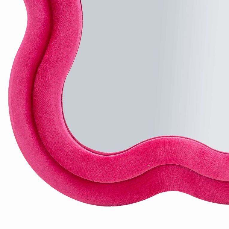 Specchio Rosa Trasparente Cornice Ondulata Effetto Velluto Forma Rettangolare 60x160h cm, Tipologia a Parete - Marylin