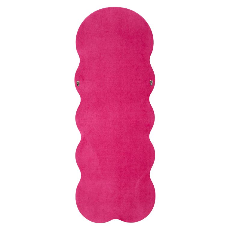 Specchio Rosa Trasparente Cornice Ondulata Effetto Velluto Forma Rettangolare 60x160h cm, Tipologia a Parete - Marylin