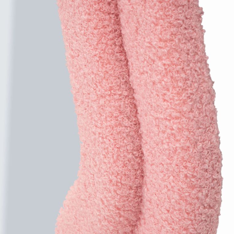 Specchio Rosa Trasparente Cornice Ondulata Tessuto Teddy Forma Rettangolare 60x160h cm, Tipologia a Parete - Marylin