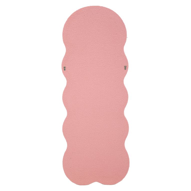 Specchio Rosa Trasparente Cornice Ondulata Tessuto Teddy Forma Rettangolare 60x160h cm, Tipologia a Parete - Marylin