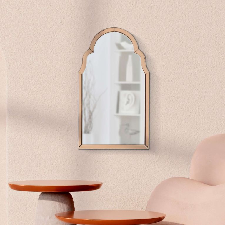 Specchio Rosa Trasparente Cornice Sagomata Forma Rettangolare 47x80h cm, Tipologia a Parete - Mostarr