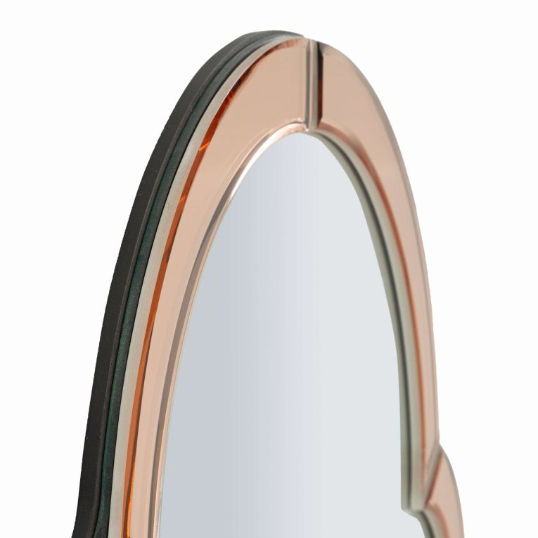Specchio Rosa Trasparente Cornice Sagomata Forma Rettangolare 47x80h cm, Tipologia a Parete - Mostarr