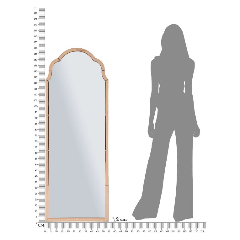 Specchio Rosa Trasparente Cornice Sagomata Forma Rettangolare 55x150h cm, Tipologia a Parete - Berat