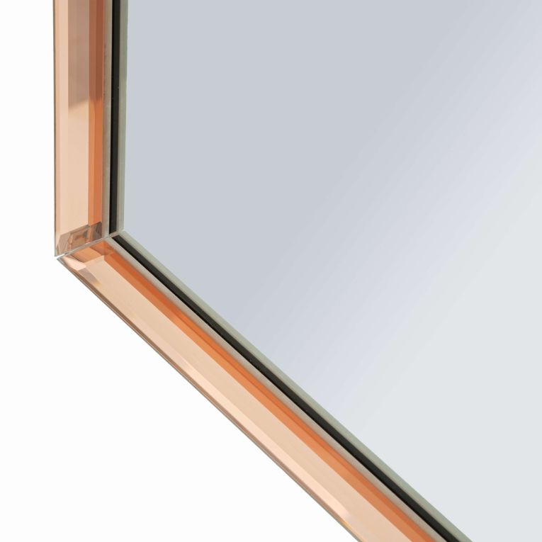 Specchio Rosa Trasparente Cornice Sagomata Forma Rettangolare 62x100h cm, Tipologia a Parete - Gamera