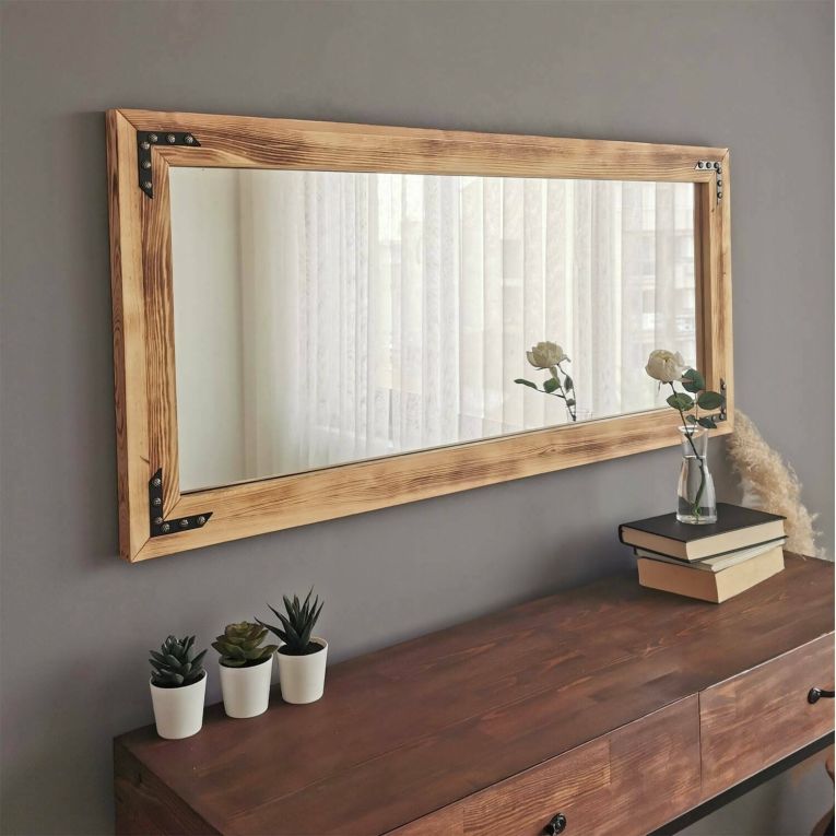 Specchio Tantalus, Specchiera, Articolo d'arredo a muro, Decorazione con specchio, 110x3 h50 cm, Noce