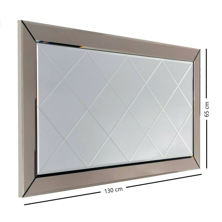 Specchio Tejat, Specchiera, Articolo d'arredo a muro, Decorazione con specchio, 130x2 h62 cm, Argento