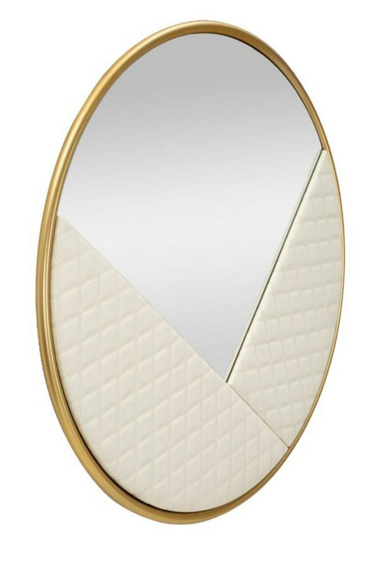 Specchio Tibagi, Specchiera, Articolo d'arredo a muro, Decorazione con specchio, 80x3 h80 cm, Bianco e Oro