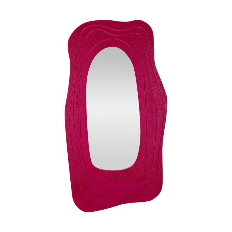 Specchio Tiete, Specchiera, Articolo d'arredo a muro, Decorazione con specchio, 90x4 h165 cm, Fucsia