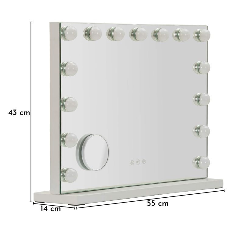 Specchio Trasparente Lampadine Incluse Forma Rettangolare 61x47h cm, Tipologia a Parete - Galiseri