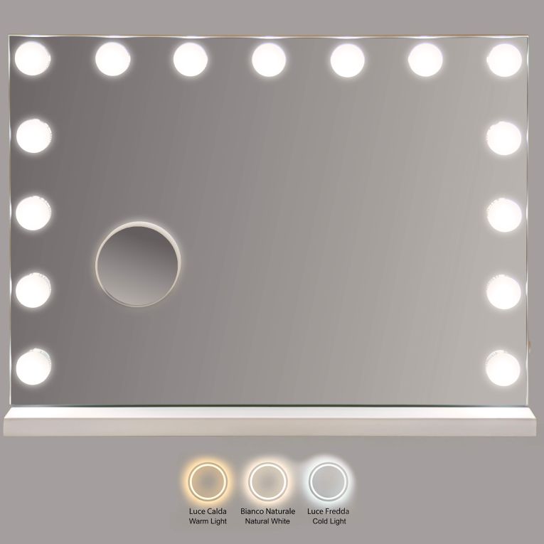 Specchio Trasparente Lampadine Incluse Forma Rettangolare 61x47h cm, Tipologia a Parete - Galiseri