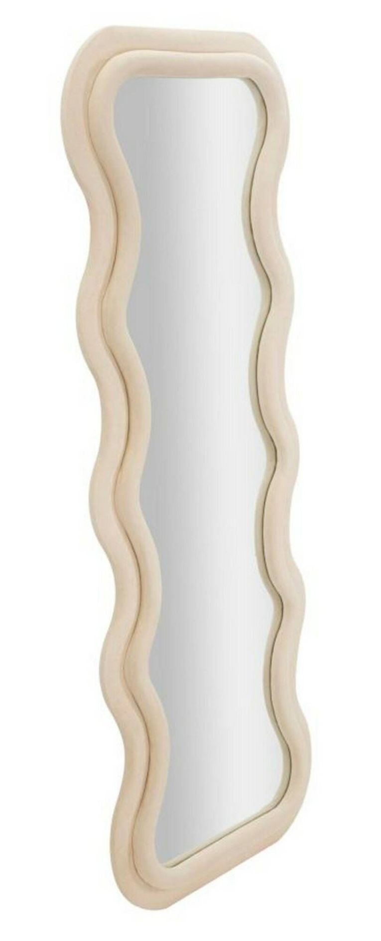 Specchio Virago, Specchiera, Articolo d'arredo a muro, Decorazione con specchio, 60x6 h160 cm, Crema