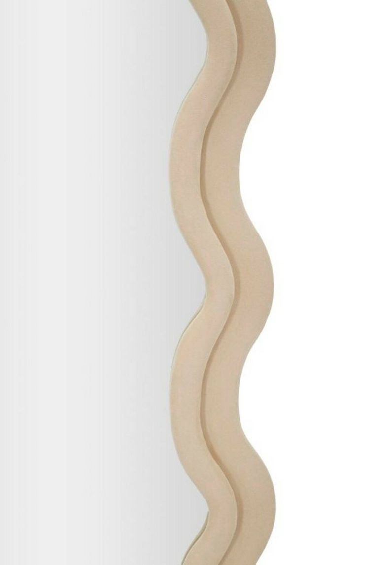 Specchio Virago, Specchiera, Articolo d'arredo a muro, Decorazione con specchio, 60x6 h160 cm, Crema