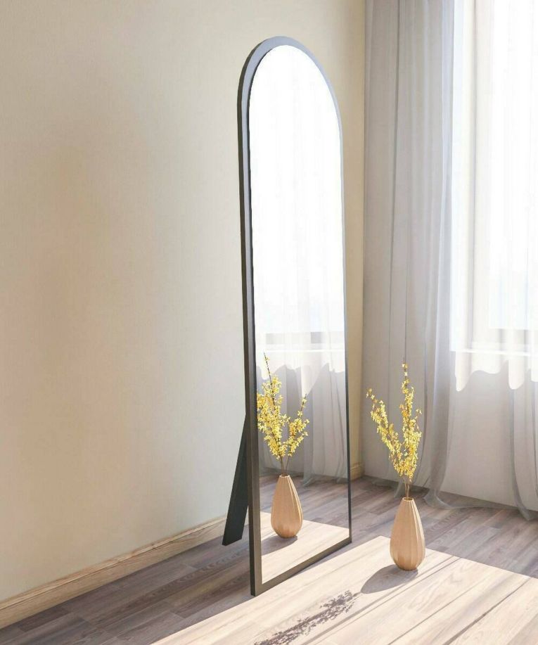 Specchio Zaniah, Specchiera, Articolo d'arredo a muro, Specchio con cornice, 50x2h160 cm, Nero