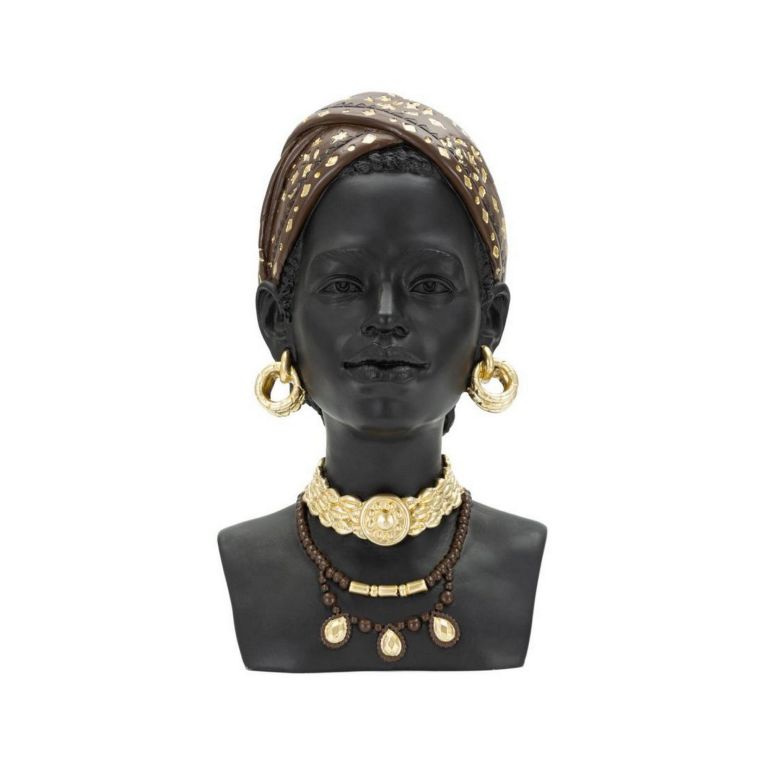 Statua Besano, Complemento d'arredo, Articolo decorativo, Accessorio d'arredo, Nero e Multicolore, 19x19 h30 cm