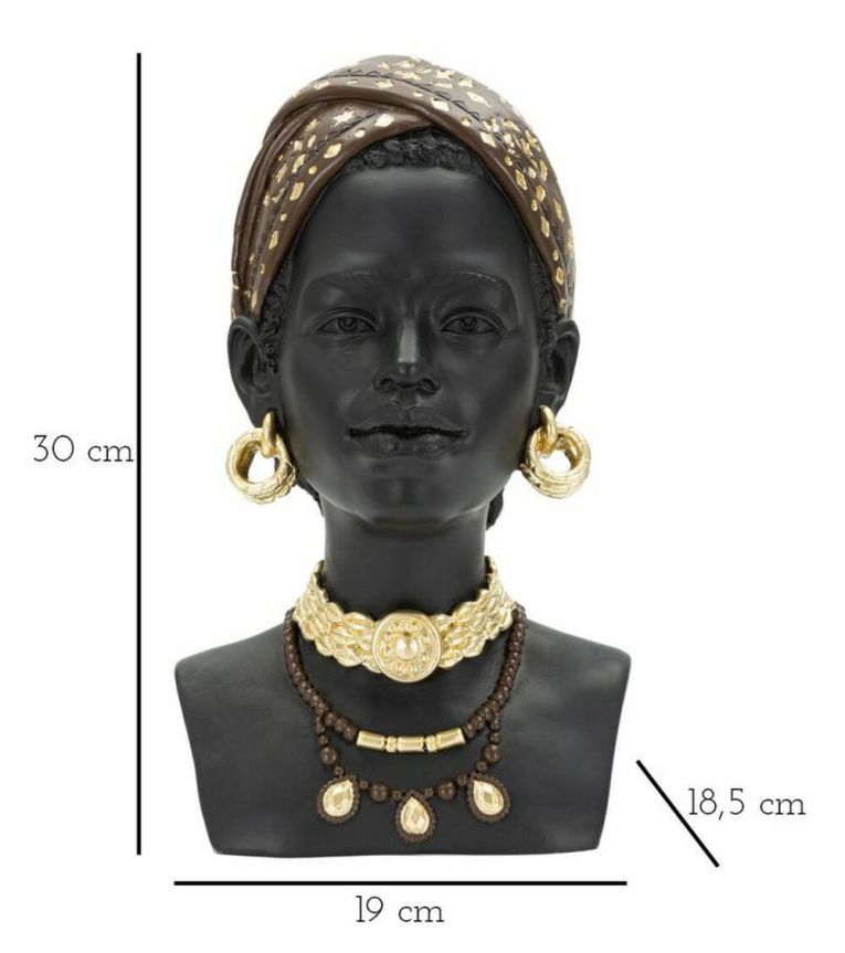 Statua Besano, Complemento d'arredo, Articolo decorativo, Accessorio d'arredo, Nero e Multicolore, 19x19 h30 cm