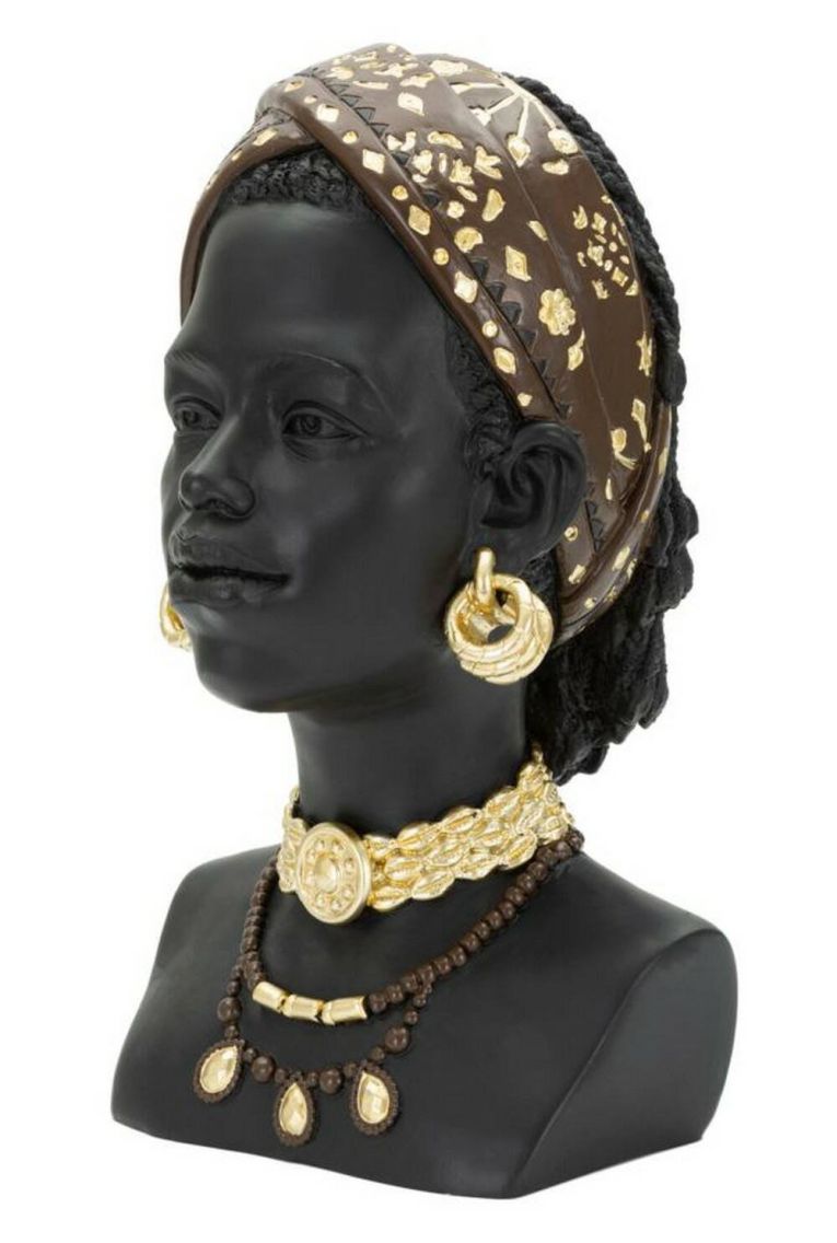 Statua Besano, Complemento d'arredo, Articolo decorativo, Accessorio d'arredo, Nero e Multicolore, 19x19 h30 cm
