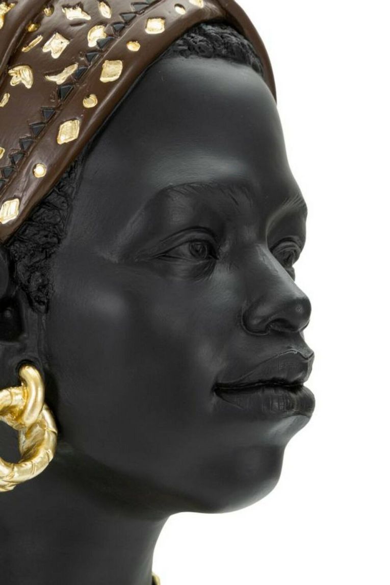 Statua Besano, Complemento d'arredo, Articolo decorativo, Accessorio d'arredo, Nero e Multicolore, 19x19 h30 cm