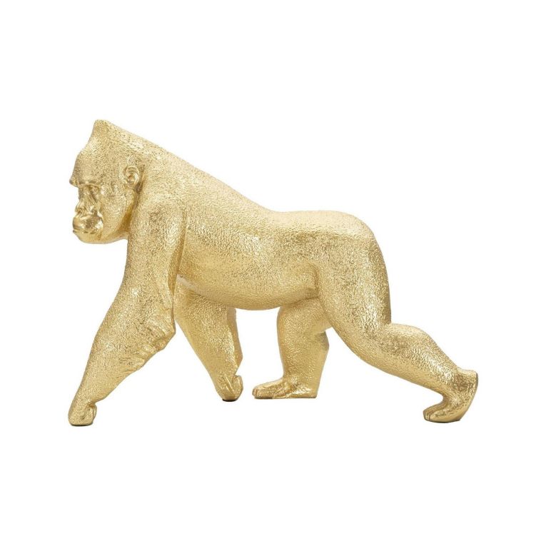 Statua Bieno, Complemento d'arredo, Articolo decorativo, Accessorio d'arredo, 30x12 h22 cm, Oro