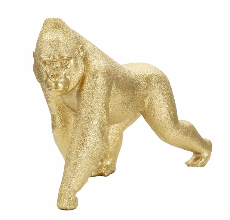Statua Bieno, Complemento d'arredo, Articolo decorativo, Accessorio d'arredo, 30x12 h22 cm, Oro