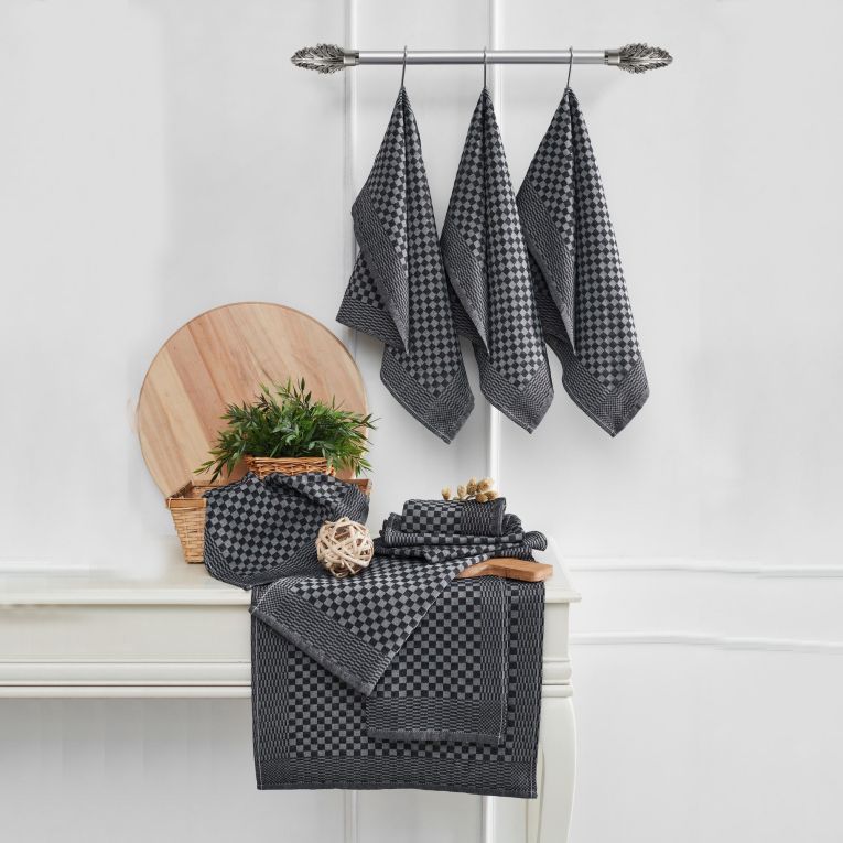 Strofinaccio Nero Antracite Lavabile in Lavatrice si 40° 10 Pezzi 40x60 cm, Sfumatura Colore Struttura Antracite - Niga