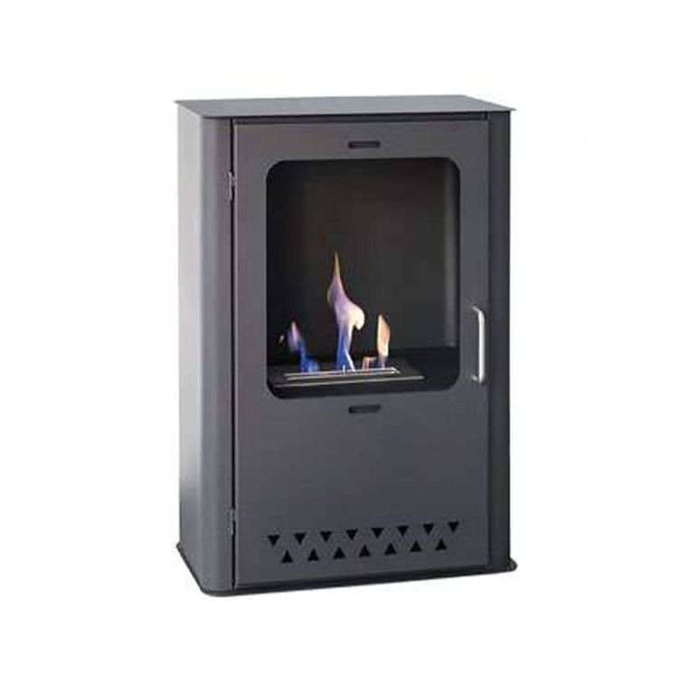 Stufa a bioetanolo Dstrootma, Camino a bioetanolo, Stufa ecologica, Riscaldatore senza canna fumaria, Made in Italy, 50x30 h68 cm, Grigio