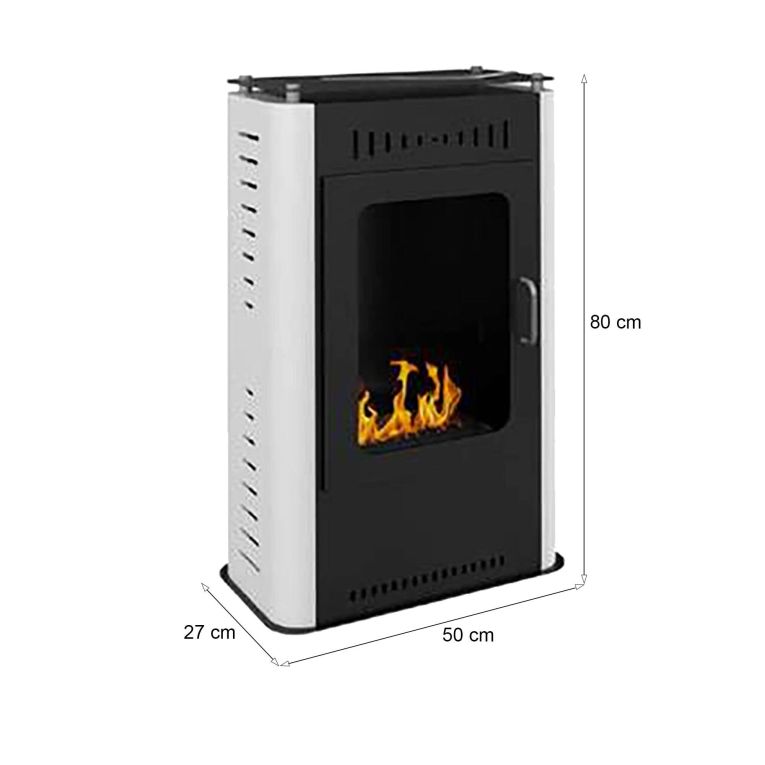 Stufa a bioetanolo Dszyminsk, Camino a bioetanolo, Stufa ecologica, Riscaldatore senza canna fumaria, Made in Italy, 50x27 h80 cm, Bianco e Nero