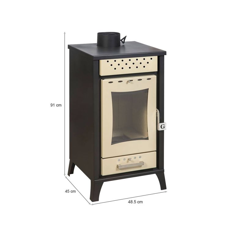 Stufa a legna Agropoli, 49x46 h91 cm, Beige
