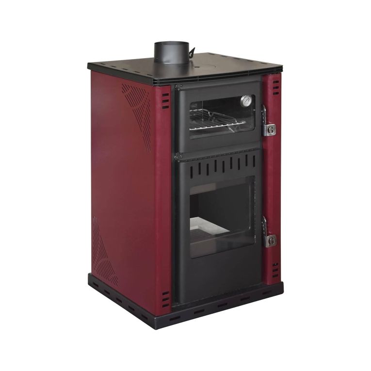 Stufa a legna Aragona, 62x62 h102 cm, Rosso