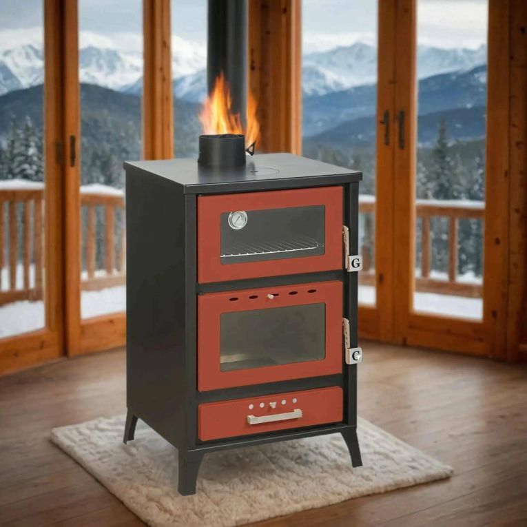 Stufa a legna Catena, 59x51 h92 cm, Rosso