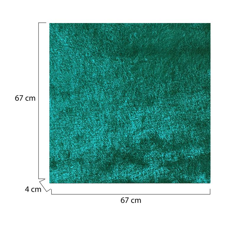 Tappeto Azzurro Turchese Altezza Pelo 35 mm 100% Poliestere Forma Quadrato 67x67 cm, Adatto a Riscaldamento a Pavimento - Latisa