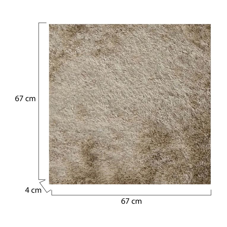 Tappeto Beige Altezza Pelo 35 mm 100% Poliestere Forma Quadrato 67x67 cm, Adatto a Riscaldamento a Pavimento - Latisa