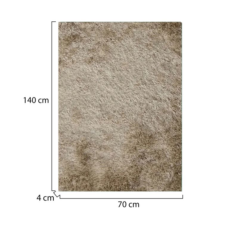 Tappeto Beige Altezza Pelo 35 mm 100% Poliestere Forma Rettangolare 140x70 cm, Adatto a Riscaldamento a Pavimento - Latemeri