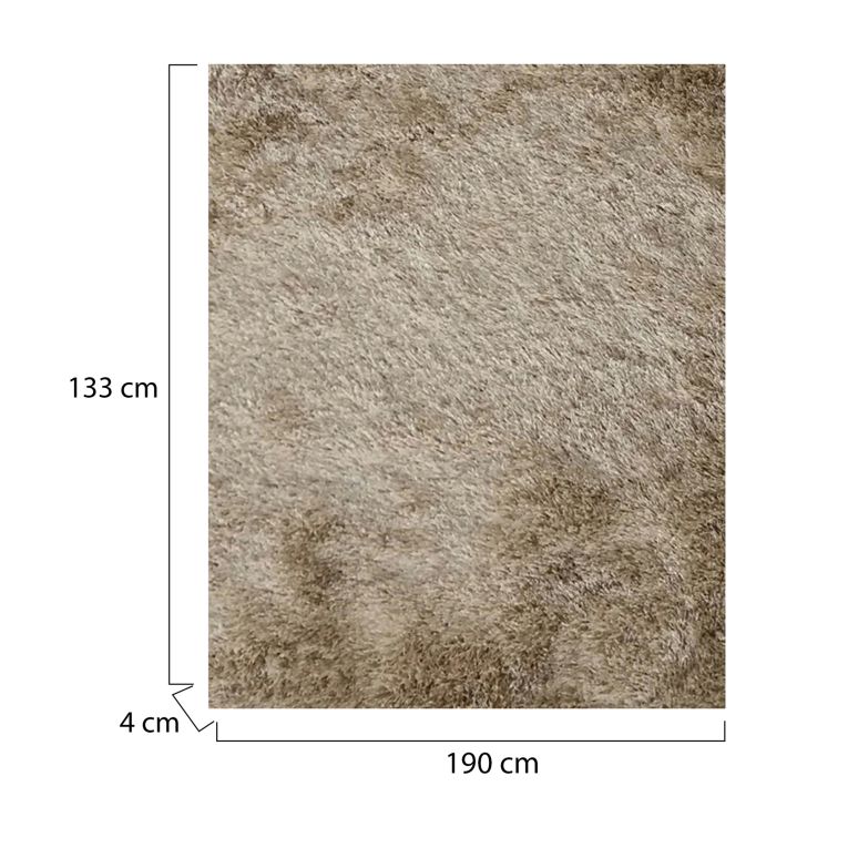 Tappeto Beige Altezza Pelo 35 mm 100% Poliestere Forma Rettangolare 190x133 cm, Adatto a Riscaldamento a Pavimento - Latenega
