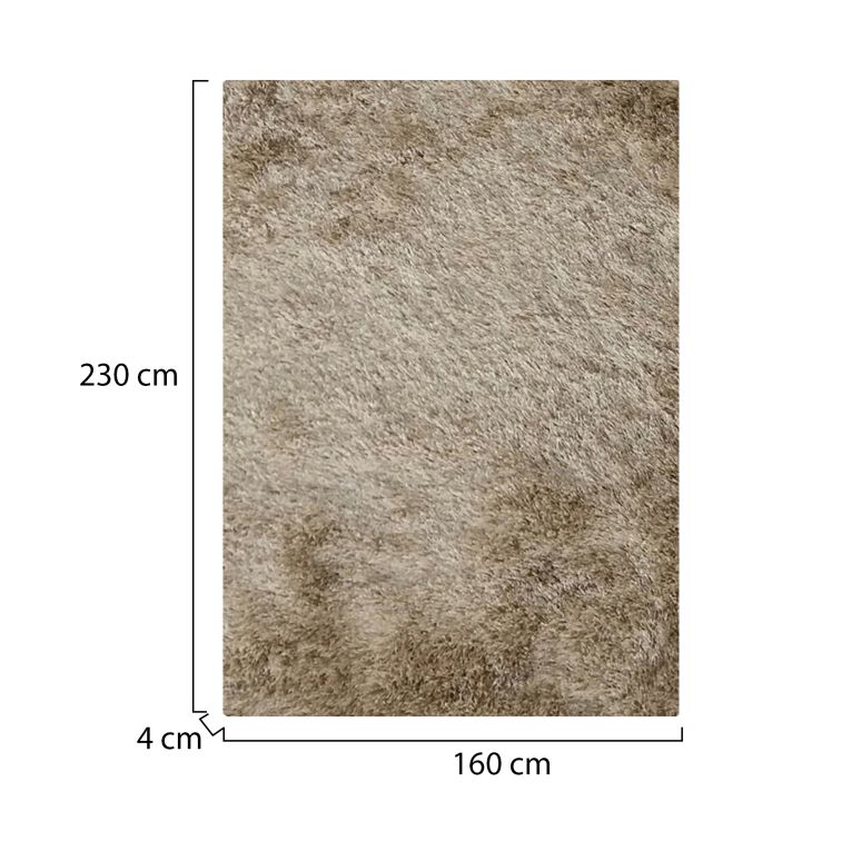 Tappeto Beige Altezza Pelo 35 mm 100% Poliestere Forma Rettangolare 230x160 cm, Adatto a Riscaldamento a Pavimento - Latipa