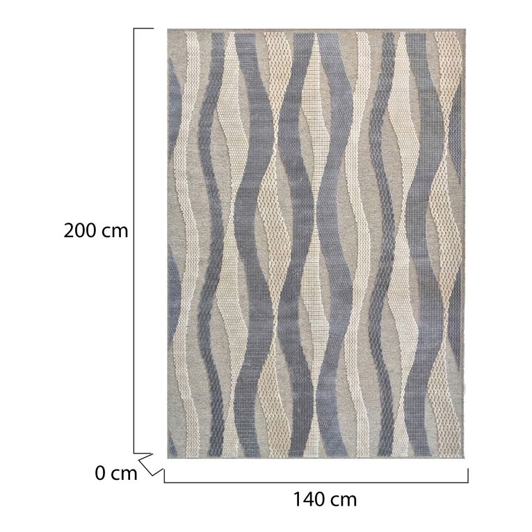 Tappeto Beige blu Punti 820000 m2 Pelo 100% Viscosa base Lana Forma Rettangolare 200x140 cm, Antiscivolo - Lasane