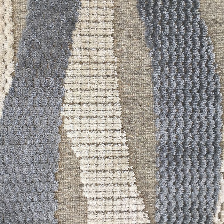 Tappeto Beige blu Punti 820000 m2 Pelo 100% Viscosa base Lana Forma Rettangolare 200x140 cm, Antiscivolo - Lasane