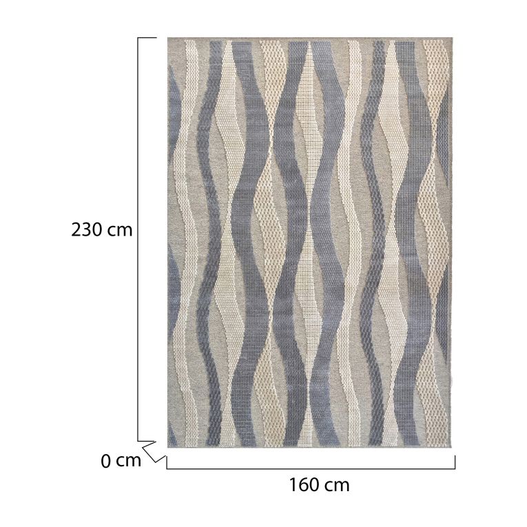 Tappeto Beige blu Punti 820000 m2 Pelo 100% Viscosa base Lana Forma Rettangolare 230x160 cm, Antiscivolo - Lasane
