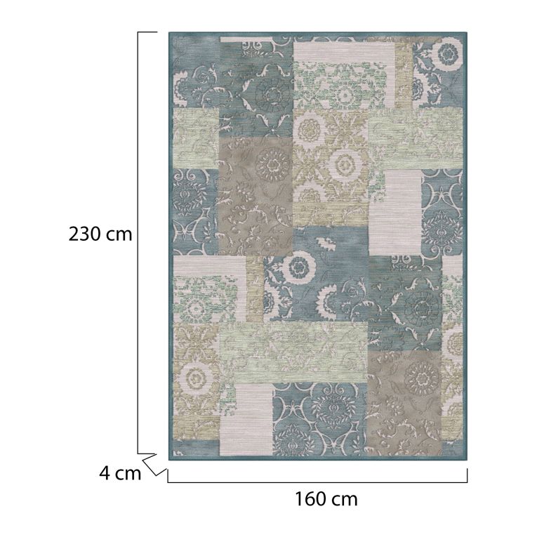 Tappeto Beige blu Punti 820000 m2 Pelo 100% Viscosa Ciniglia Forma Rettangolare 230x160 cm, Antiscivolo - Lasoma