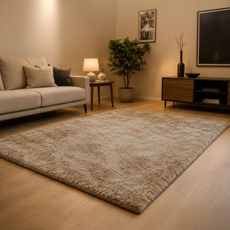 Tappeto Bianco Latte Altezza Pelo 35 mm 100% Poliestere Forma Quadrato 67x67 cm, Adatto a Riscaldamento a Pavimento - Latisa