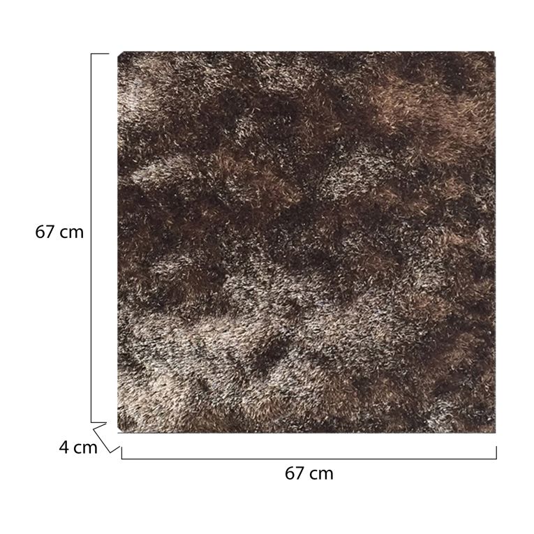 Tappeto Bronzo Altezza Pelo 35 mm 100% Poliestere Forma Quadrato 67x67 cm, Adatto a Riscaldamento a Pavimento - Latisa