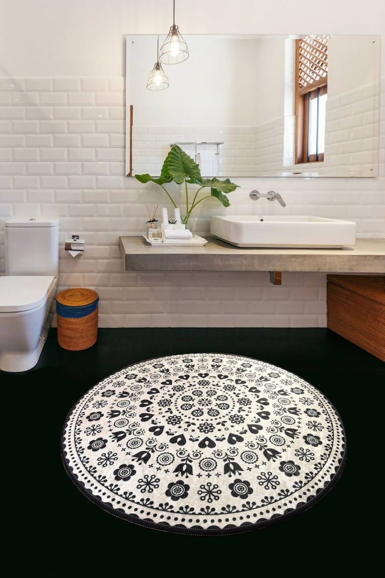 Tappeto da bagno Caldaro, Tappetino per bagno, Scendibagno, Pedana da bagno, 100x100 cm, Multicolore