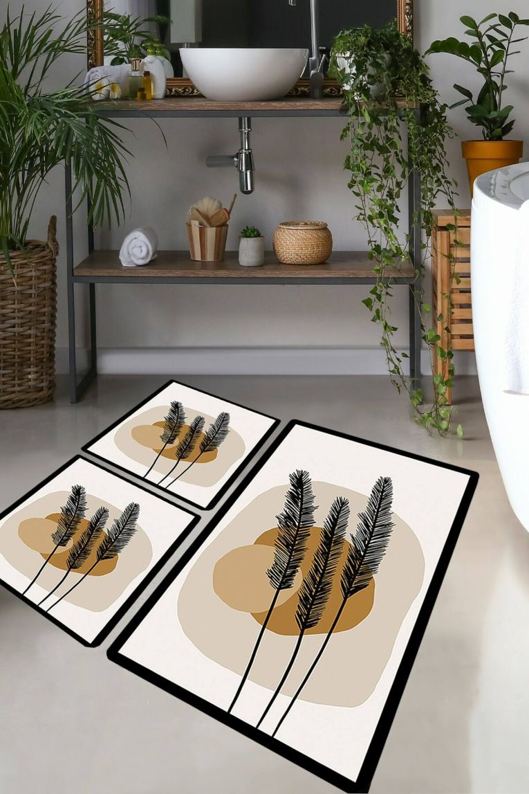 Tappeto da bagno Elkhart, 100x60 cm, Minimal botanico