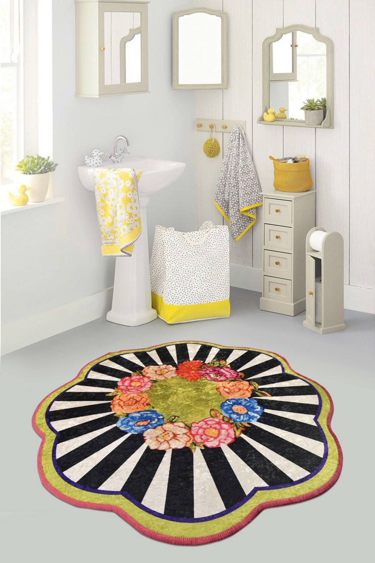 Tappeto da bagno Fairborn, 100x100 cm, Multicolore