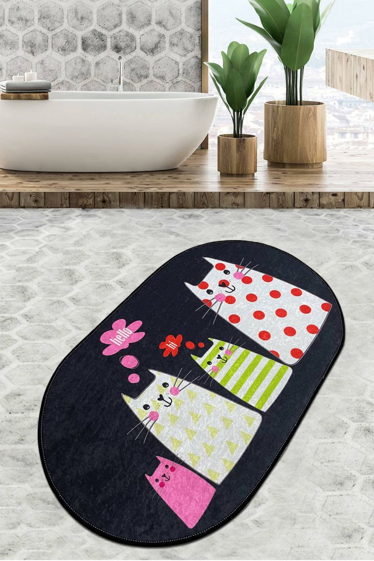 Tappeto da bagno Luzzara, Tappetino per bagno, Scendibagno, Pedana da bagno, 100x80 cm, Multicolore
