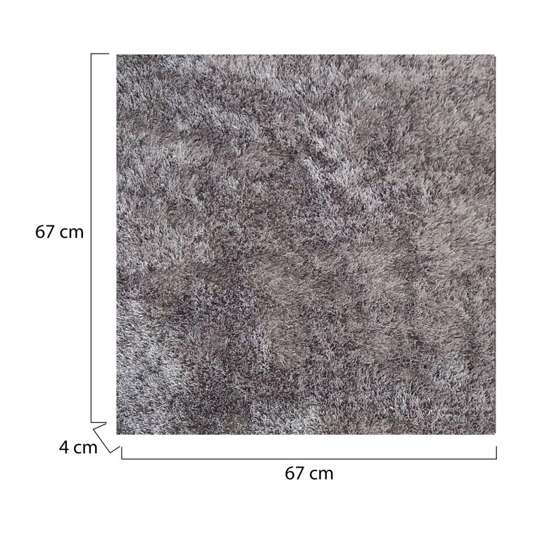 Tappeto Grigio Altezza Pelo 35 mm 100% Poliestere Forma Quadrato 67x67 cm, Adatto a Riscaldamento a Pavimento - Latisa