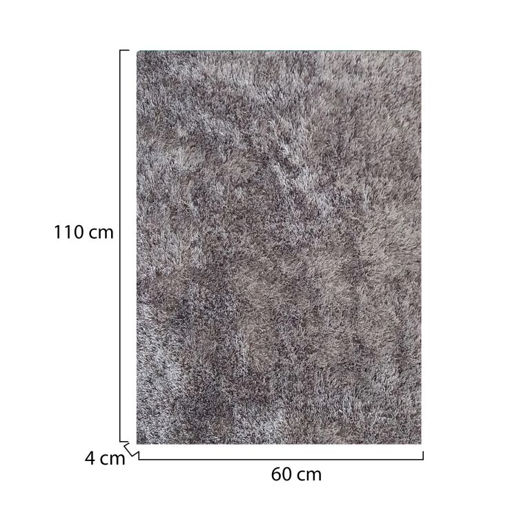 Tappeto Grigio Altezza Pelo 35 mm 100% Poliestere Forma Rettangolare 110x60 cm, Adatto a Riscaldamento a Pavimento - Lateleha